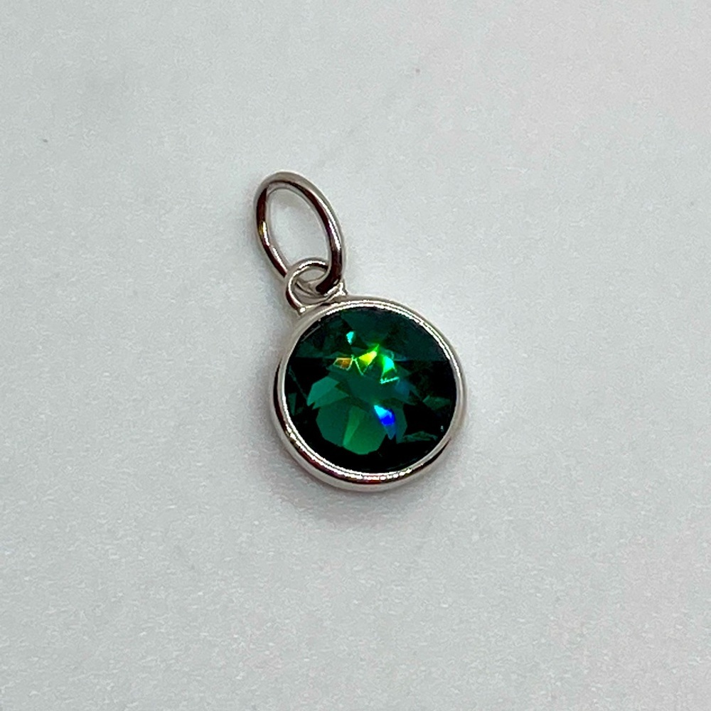 Origami Owl 925 Sterling ‘ Prosperity ‘ Green Swarovski Pendant Charm | 14mm